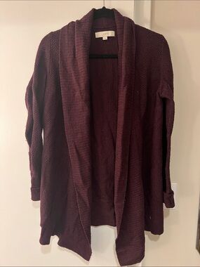 LOFT Dark Bugabdy Open-Front Shawl Collar Cardigan